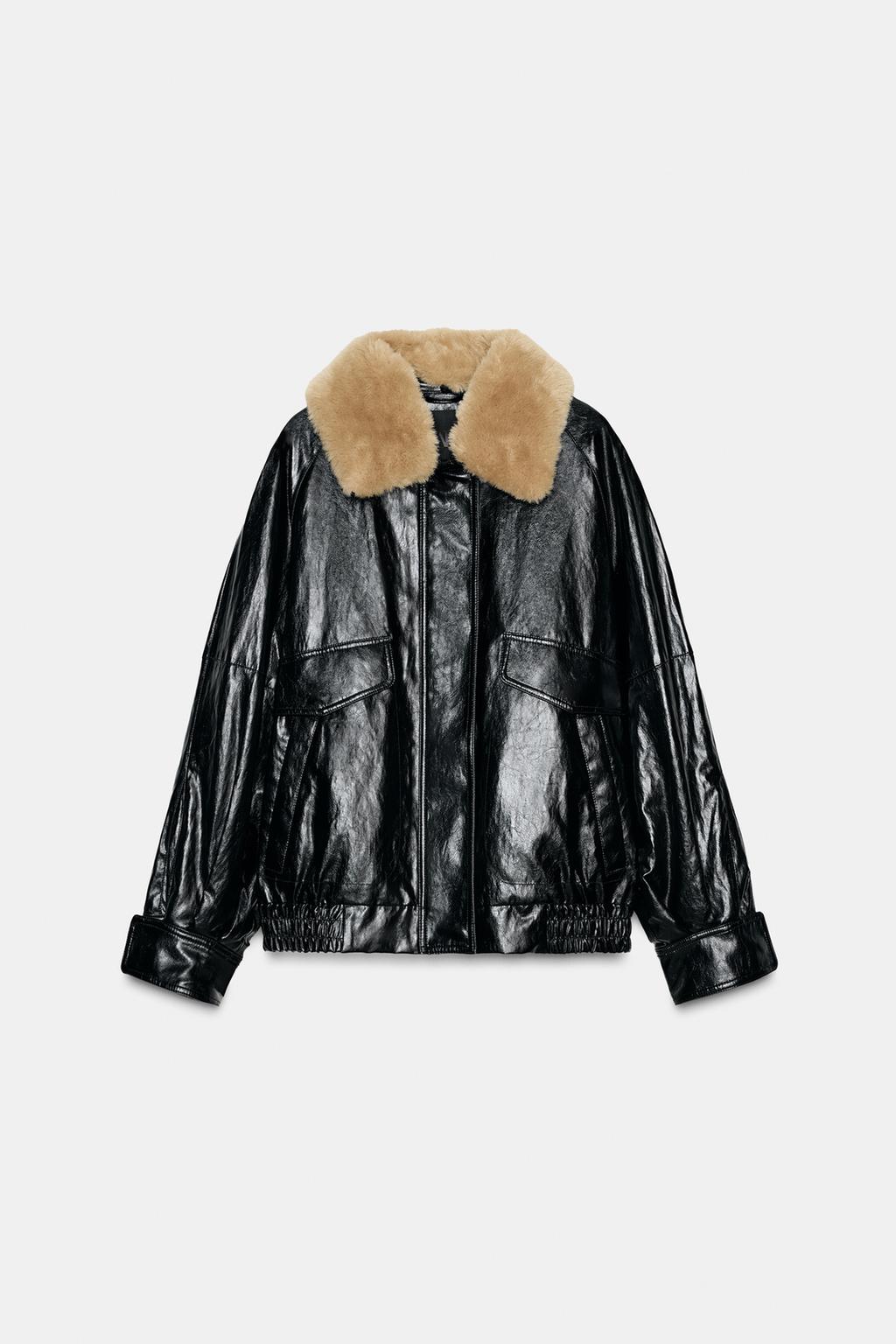 Zara Куртка с воротником из искусственного меха — коллекция zara
