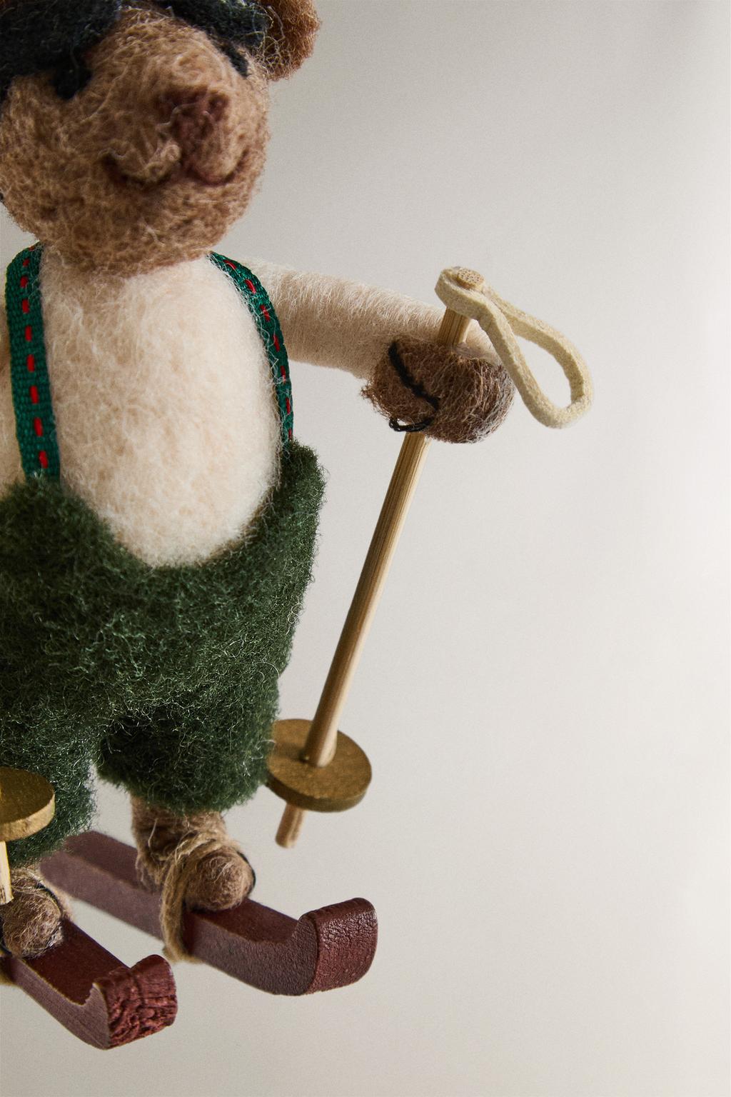 Рождественская игрушка wool skiing bear с елочкой