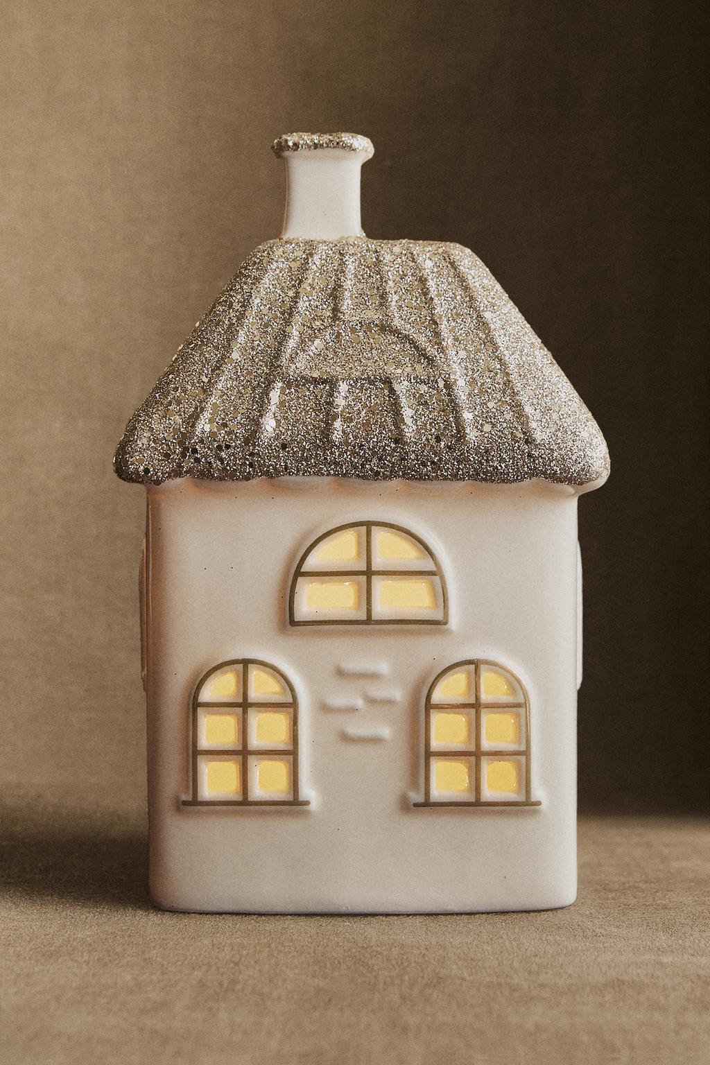 Рождественское украшение ceramic house с блестящей квадратной крышей