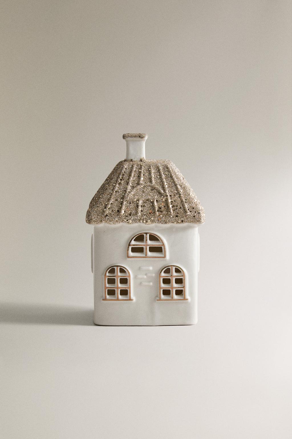 Рождественское украшение ceramic house с блестящей квадратной крышей