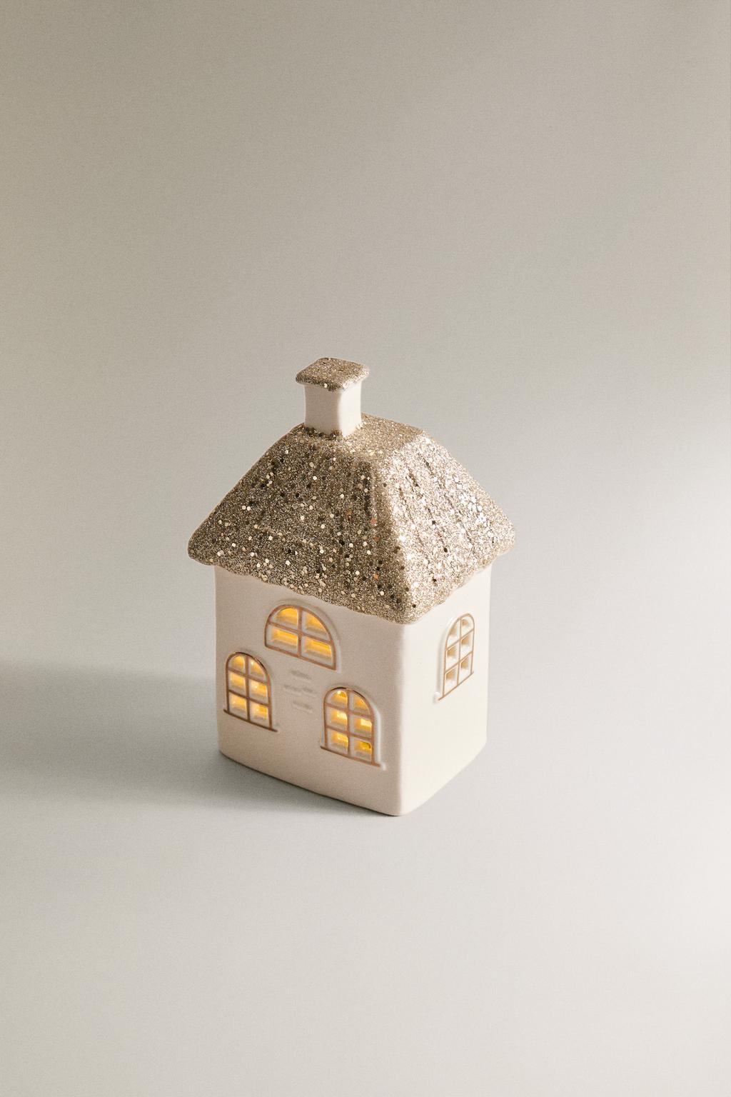 Рождественское украшение ceramic house с блестящей квадратной крышей