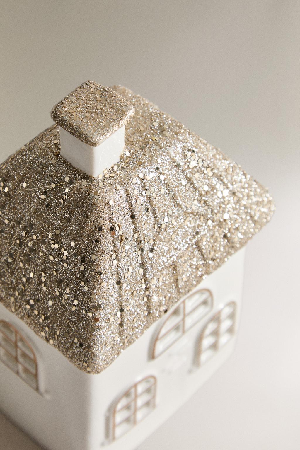 Рождественское украшение ceramic house с блестящей квадратной крышей