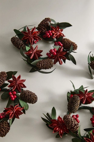 Набор рождественских держателей салфеток из сушеных листьев (набор из 4 штук)- Заказать в России