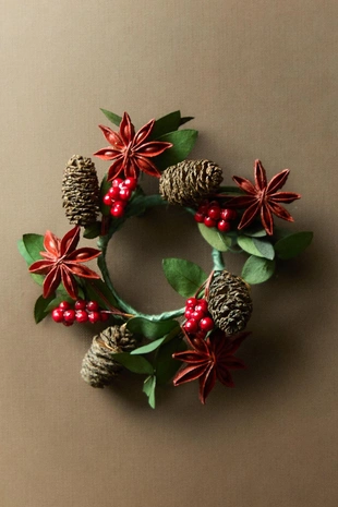 Набор рождественских держателей салфеток из сушеных листьев (набор из 4 штук)- Заказать в России