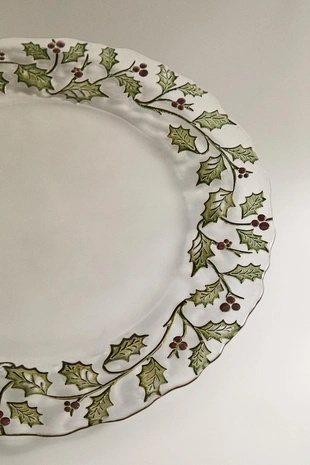 Стеклянное рождественское сервисное блюдо с плиткой из остролиста- Заказать в России