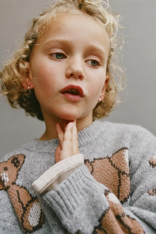 Вязаный джемпер с принтом «медведи»- Заказать в России