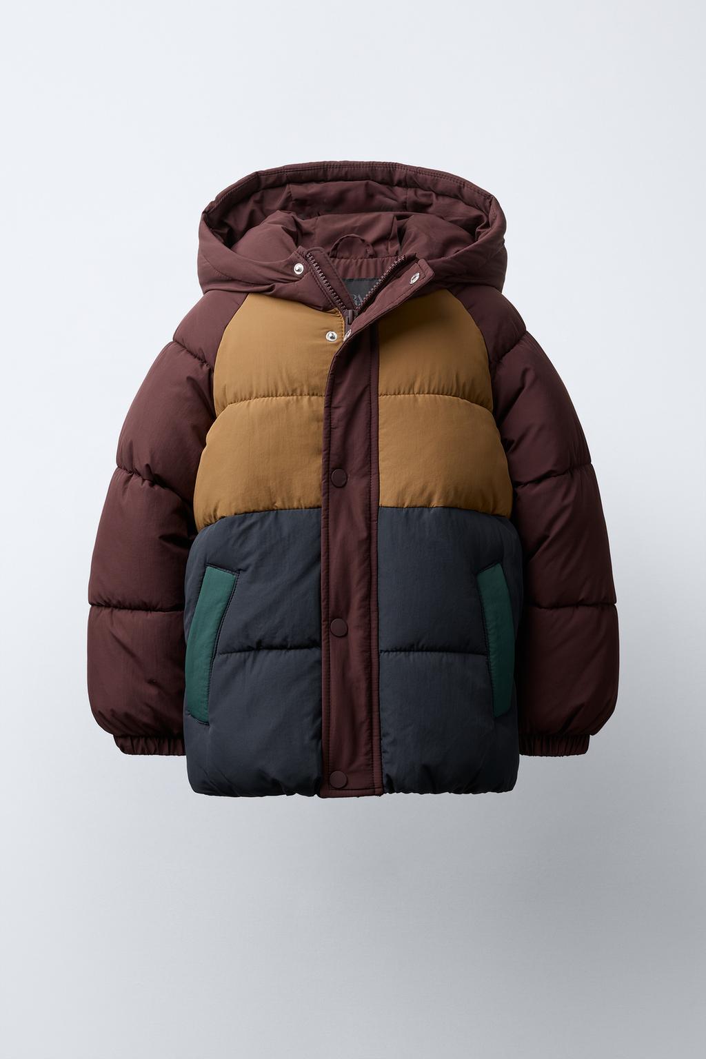 СТЕГАНЫЙ ФЛИСОВЫЙ ПУХОВИК В СТИЛЕ КОЛОР-БЛОК WATER REPELLENT