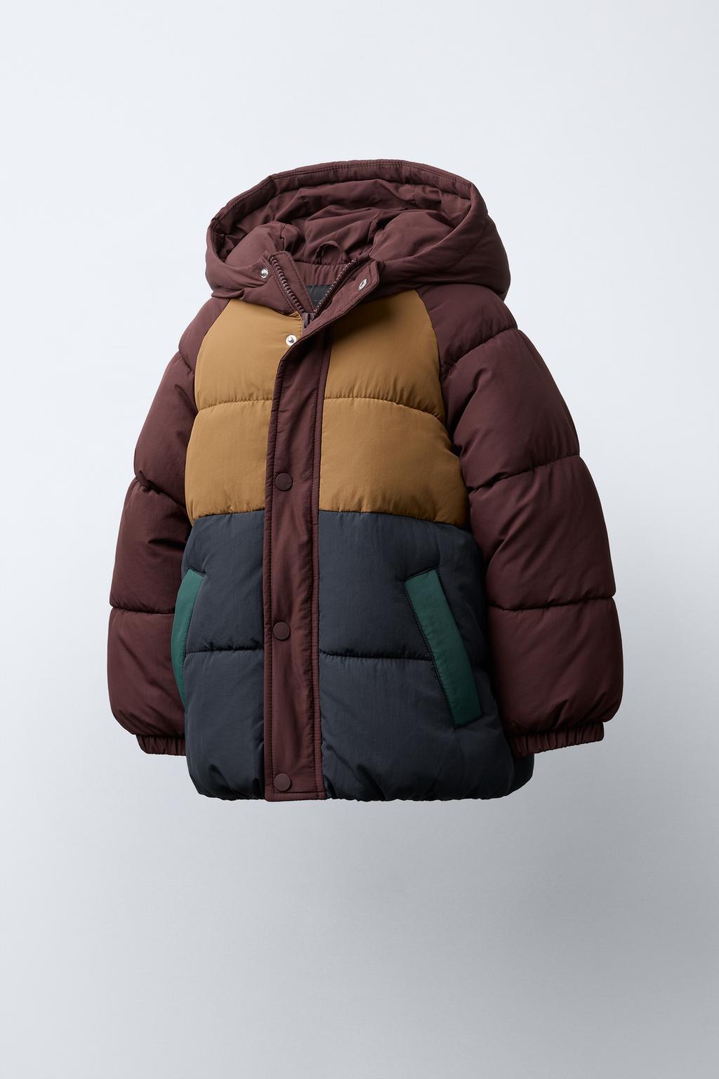 СТЕГАНЫЙ ФЛИСОВЫЙ ПУХОВИК В СТИЛЕ КОЛОР-БЛОК WATER REPELLENT