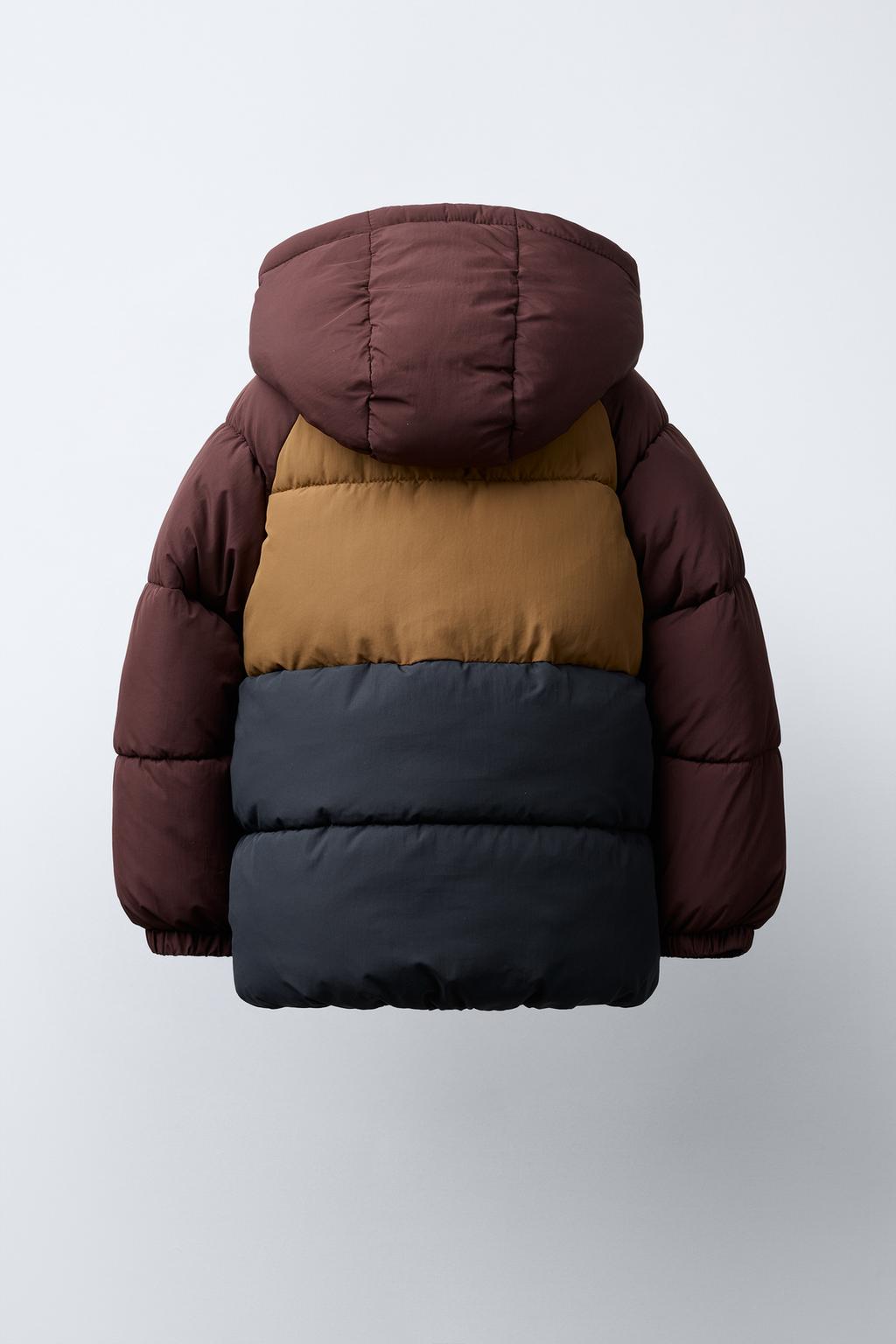 СТЕГАНЫЙ ФЛИСОВЫЙ ПУХОВИК В СТИЛЕ КОЛОР-БЛОК WATER REPELLENT