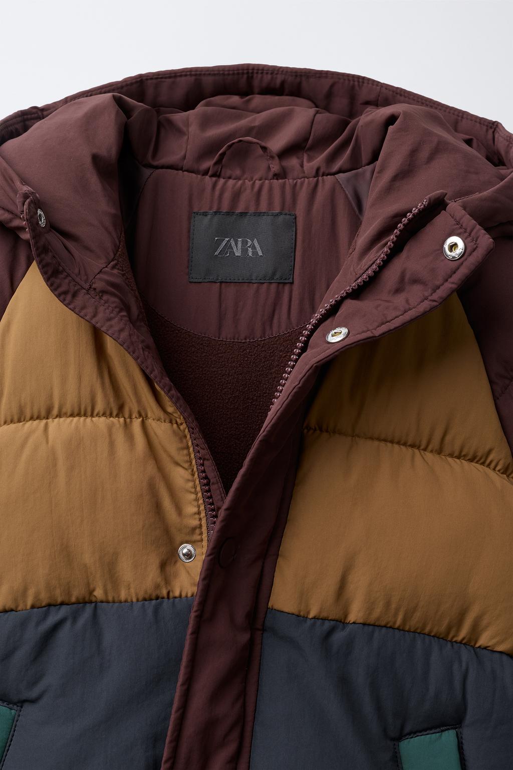 СТЕГАНЫЙ ФЛИСОВЫЙ ПУХОВИК В СТИЛЕ КОЛОР-БЛОК WATER REPELLENT