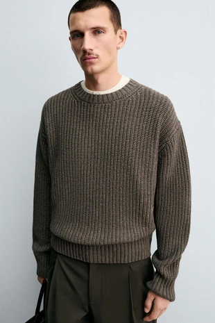 Трикотажный джемпер из хлопка и шерсти- Заказать в России