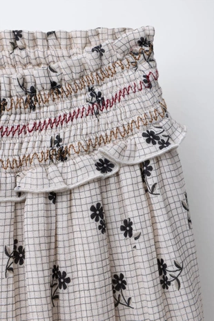 Юбка в клетку с цветочным принтом- Заказать в России