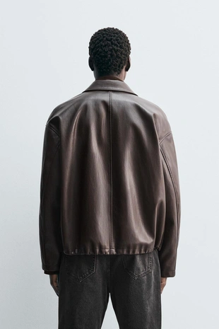 Куртка свободного кроя из искусственной кожи