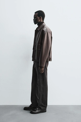 Куртка свободного кроя из искусственной кожи