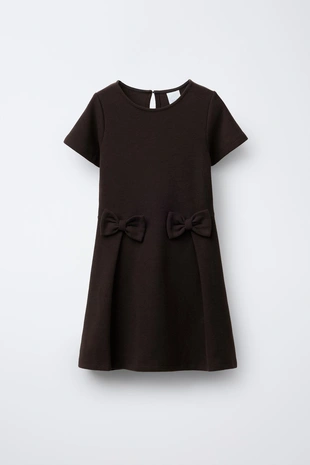 Платье в рубчик с бантами- Заказать в России