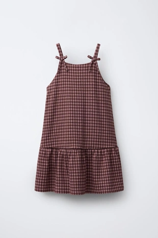 Купить Zara Сарафан в клетку с бантами