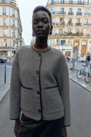 Двусторонняя куртка с отделкой из искусственной кожи- Заказать в России