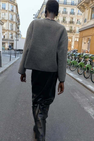 Двусторонняя куртка с отделкой из искусственной кожи- Заказать в России