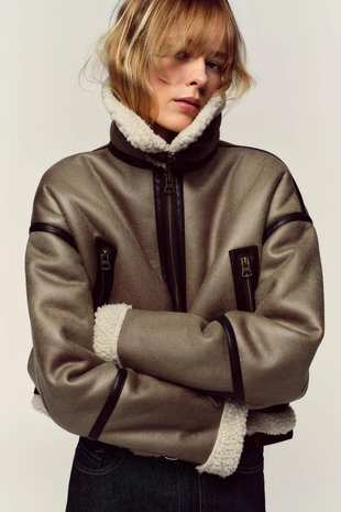 Короткая куртка-дубленка- Заказать в России