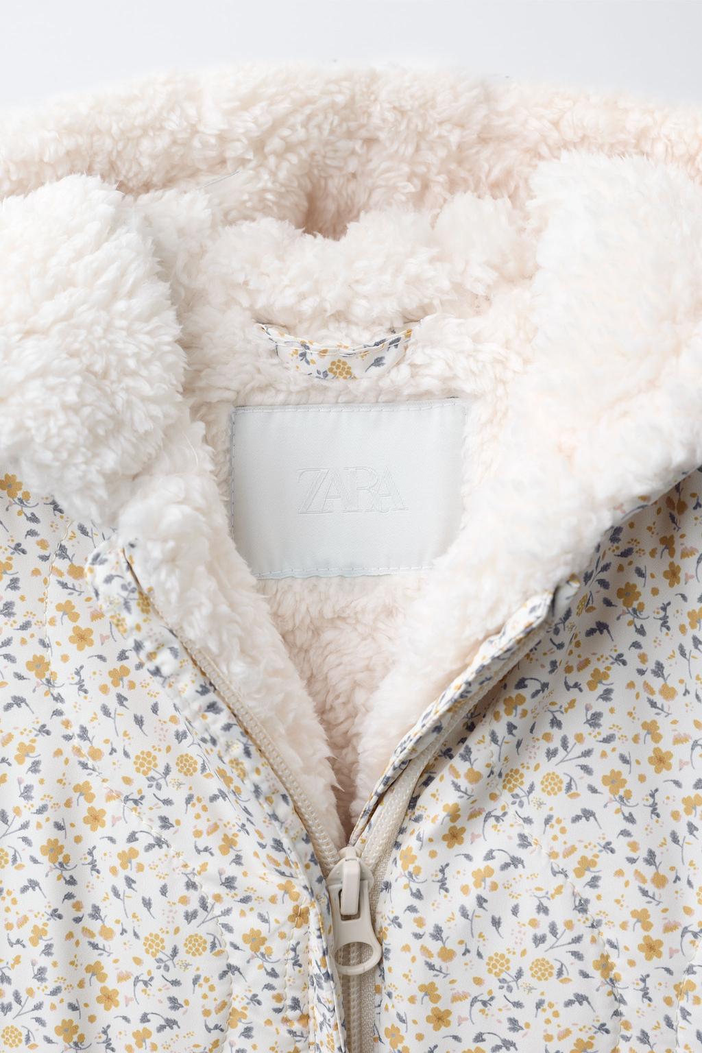 FLORAL NYLON ONE-PIECE SUIT WITH DETACHABLE MITTENS AND BOOTIES