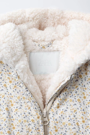 Multicoloured | 5475/560/330 - Zara FLORAL NYLON ONE-PIECE SUIT WITH DETACHABLE MITTENS AND BOOTIES