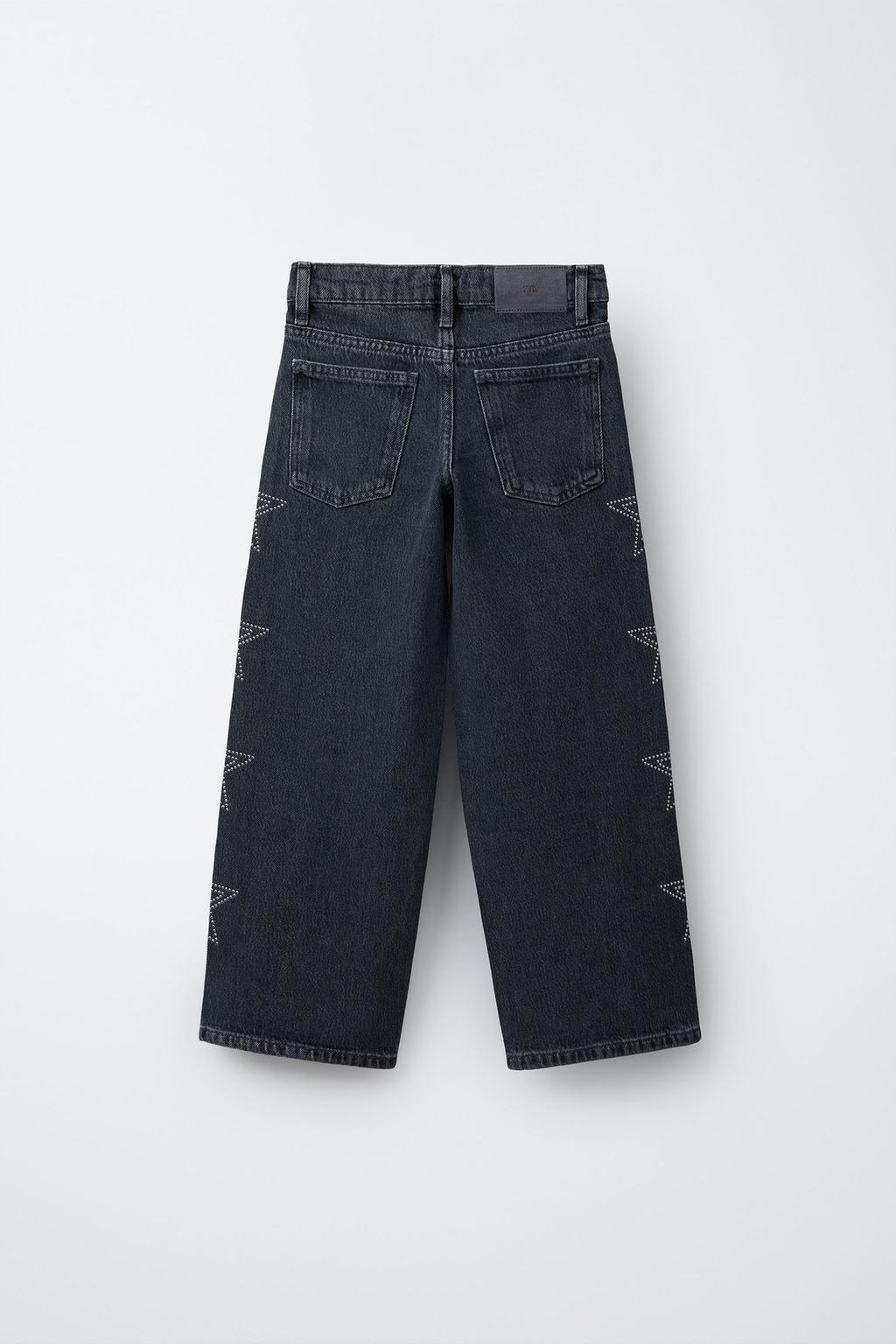 ДЖИНСЫ WIDE LEG СО ЗВЕЗДАМИ И СТРАЗАМИ
