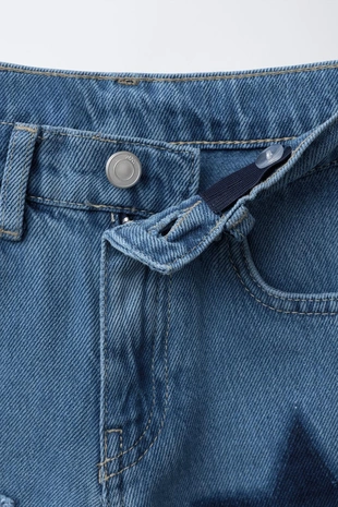 Джинсы WIDE LEG с нашивками «звезды»- Заказать в России