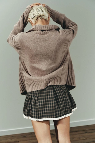 Вязаный кардиган с отделкой в рубчик- Заказать в России