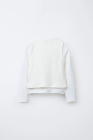 Комбинированная футболка с жилетом и заклепками- Заказать в России