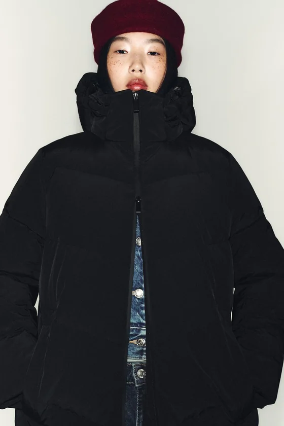 ДЛИННЫЙ ПУХОВИК С КАПЮШОНОМ  WINDPROOF