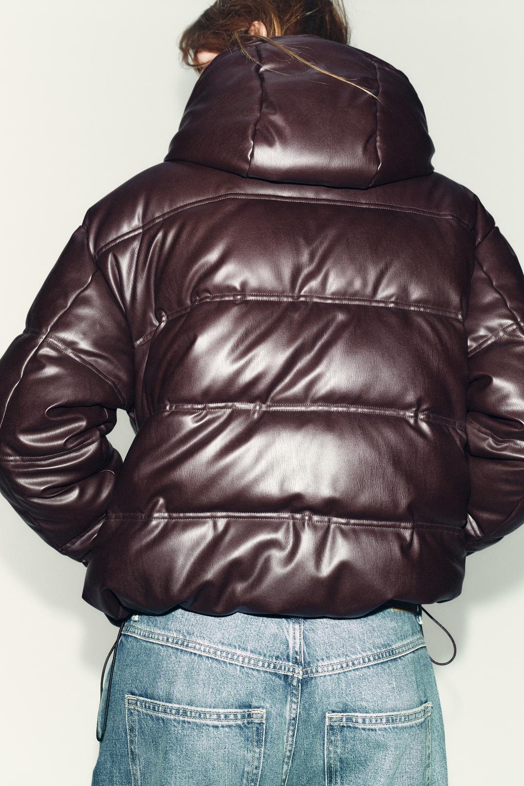 WATER-REPELLENT WINDPROOF QUILTED FAUX LEATHER ANORAK