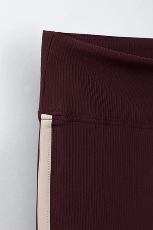 Burgundy | 2878/711/681 - Zara Легинсы в рубчик с лампасами