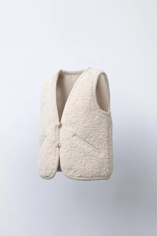 Жилет из вельвета и искусственной овчины- Заказать в России