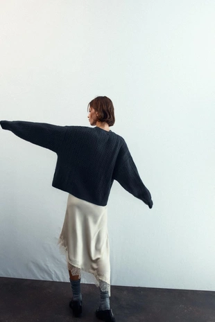 Атласная юбка с кружевом- Заказать в России