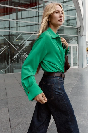 Купить Zara Атласная рубашка с карманом