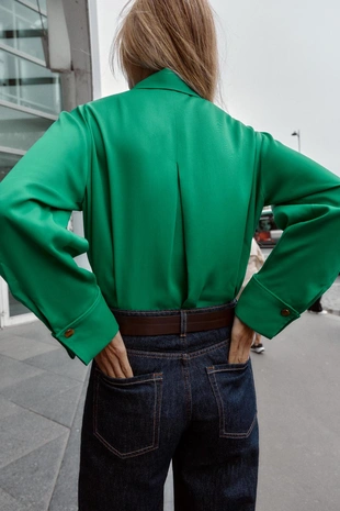 Атласная рубашка с карманом- Заказать в России