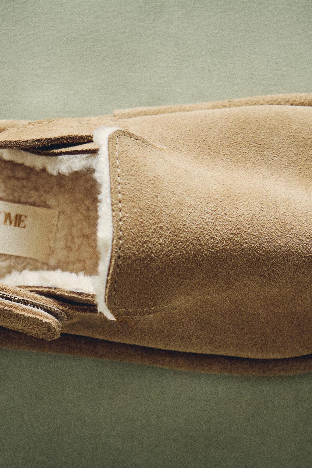 Детские теплые кожаные сабо