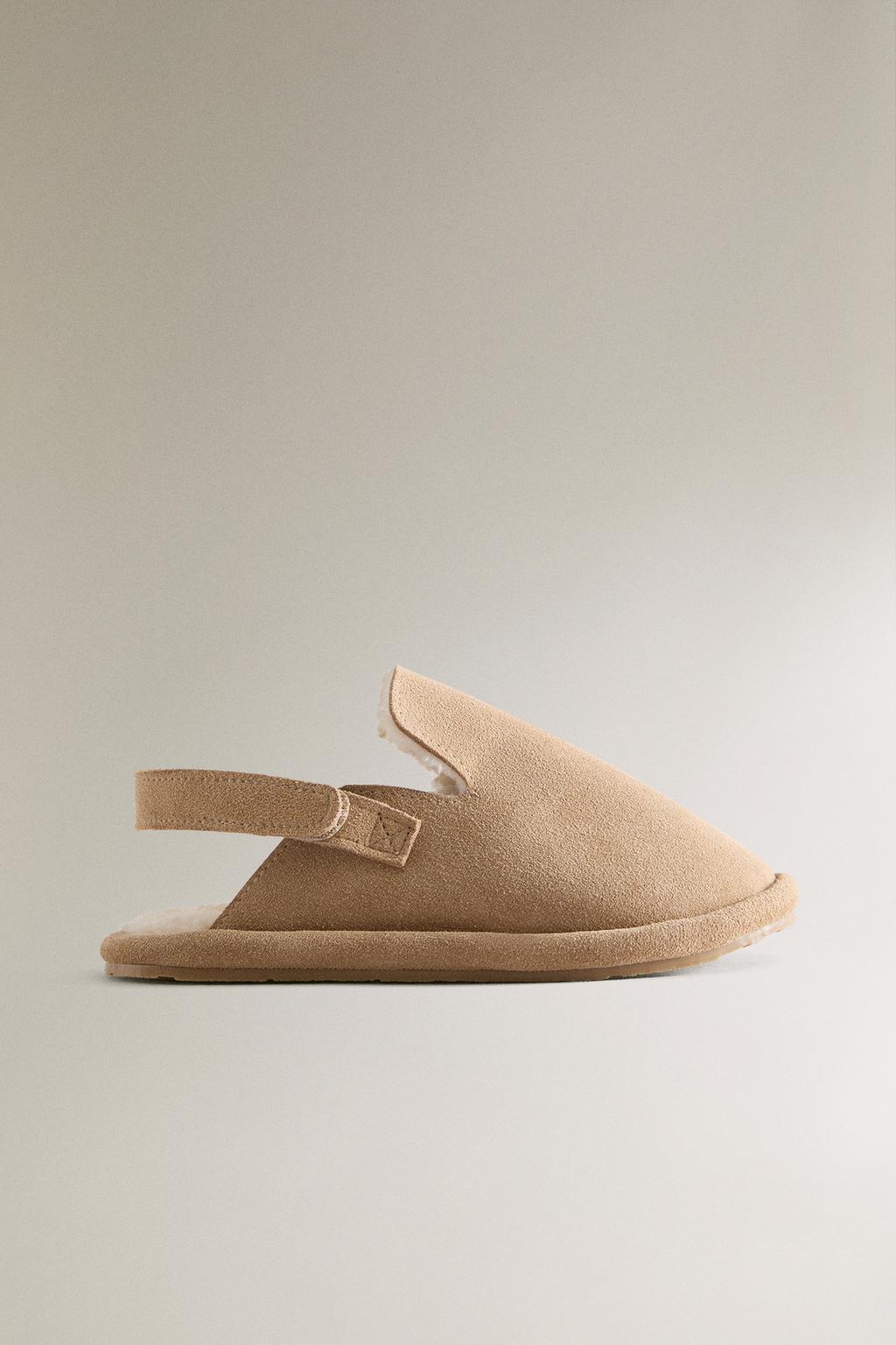 Детские теплые кожаные сабо