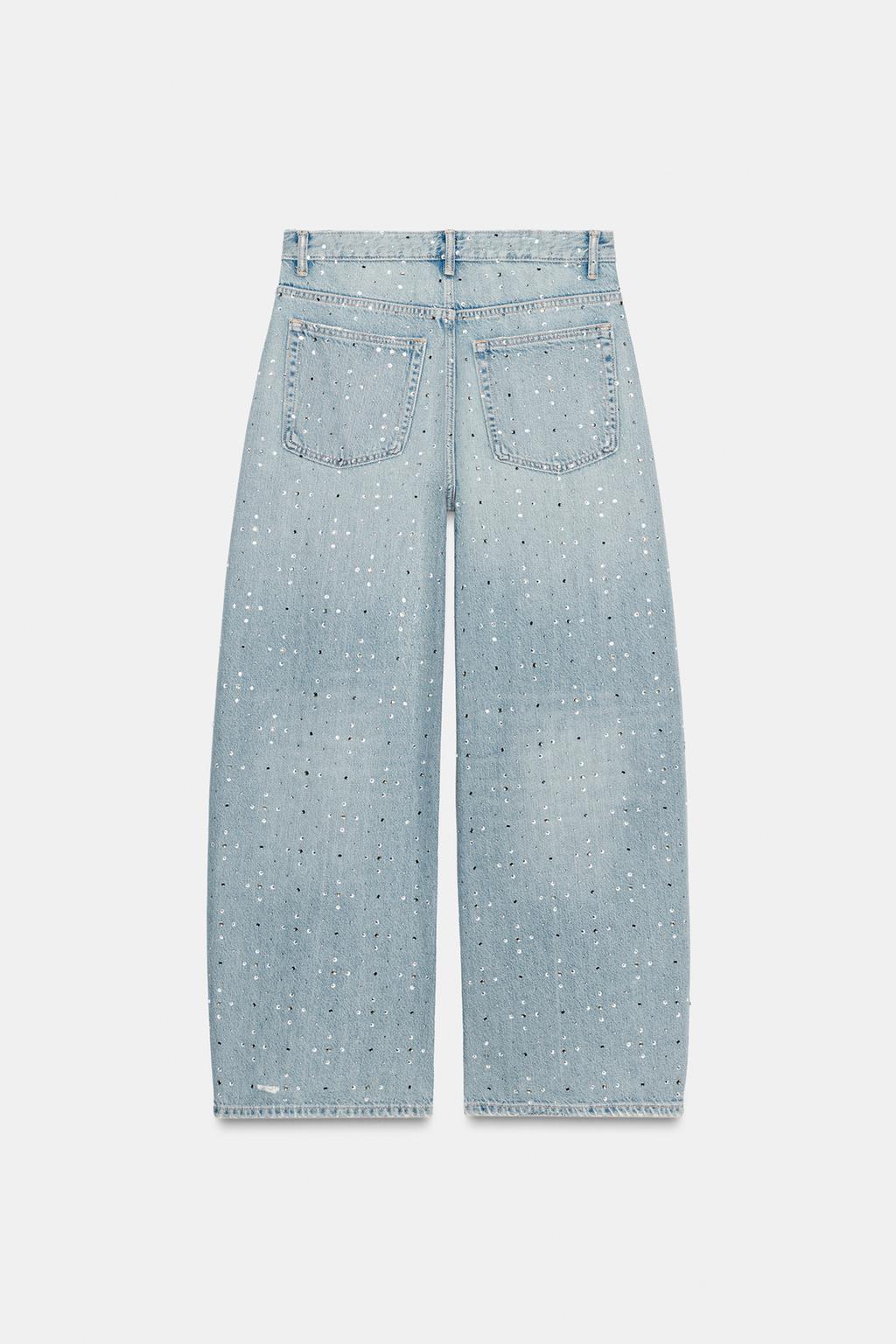 ДЖИНСЫ TRF BAGGY СО СТРАЗАМИ И ДРАГОЦЕННЫМИ КАМНЯМИ