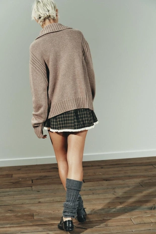 Мини-юбка в клетку с кружевом- Заказать в России