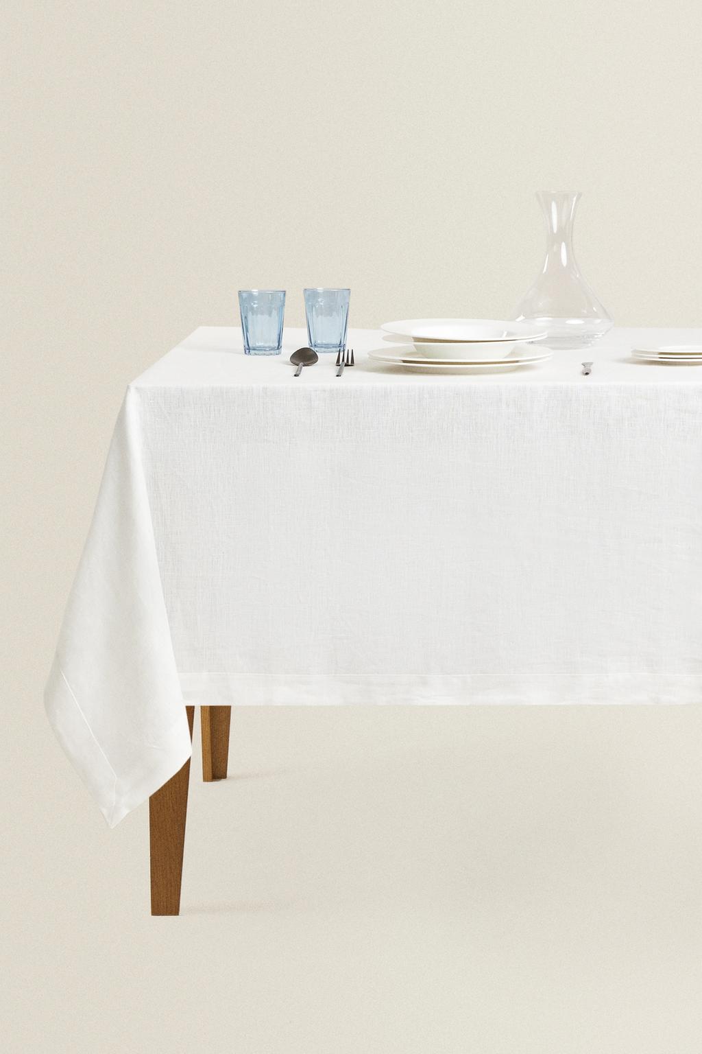 Скатерть из льна однотонная