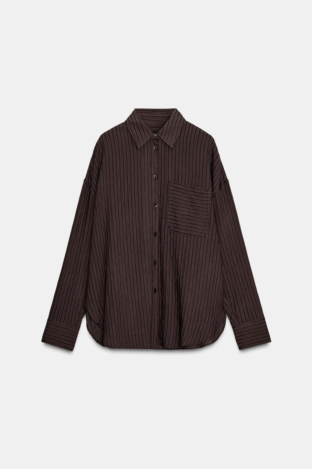 РУБАШКА ИЗ СТРУЯЩЕЙСЯ ТКАНИ В ПОЛОСКУ — ZW COLLECTION