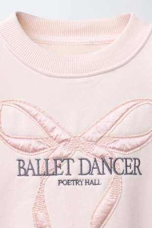 Толстовка с атласным бантом и вышивкой- Заказать в России