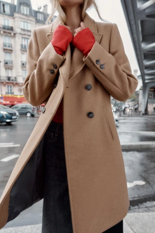 Пальто двубортное с погонами- Заказать в России