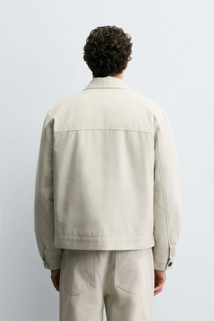 Beige | 1437/211/710 - Zara Стеганая куртка-рубашка с карманами