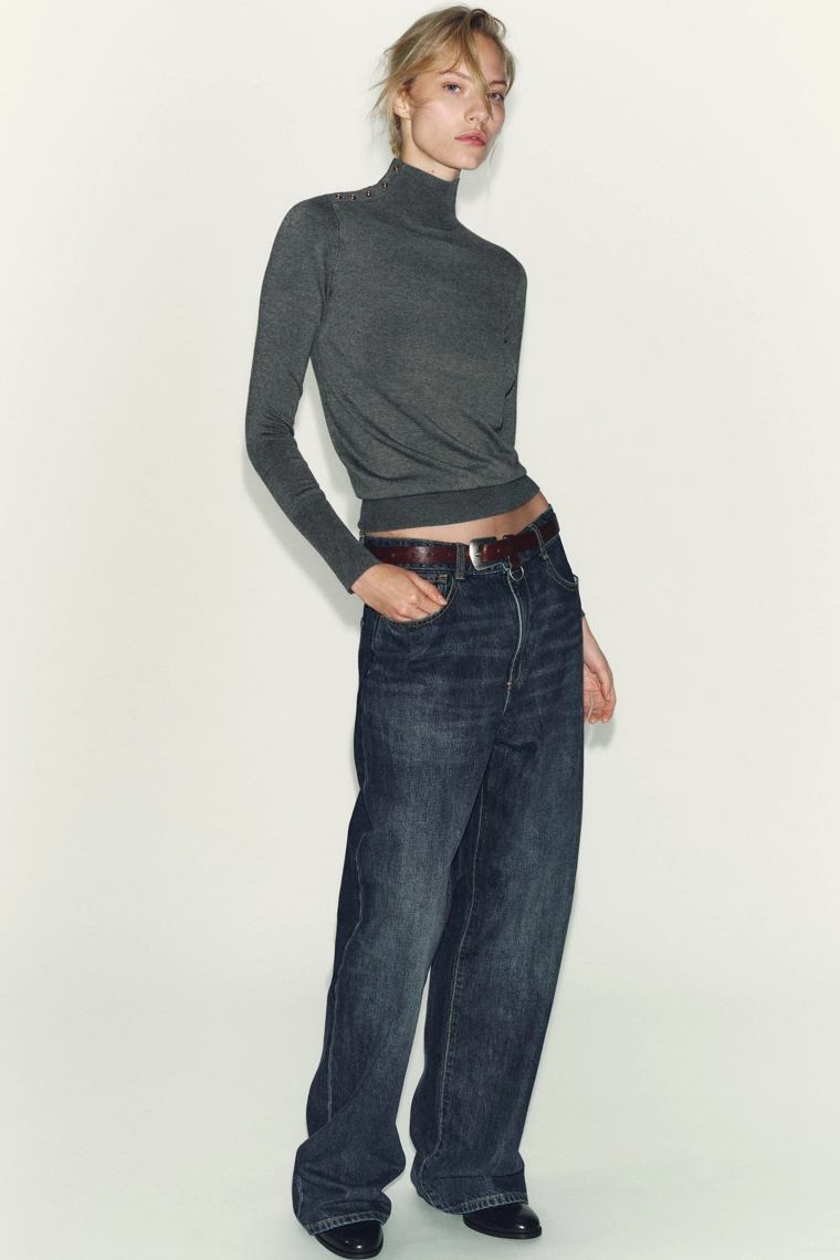 Плиссированный джемпер с пуговицами