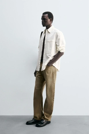 Рубашка из хлопка и льна с вышивкой- Заказать в России