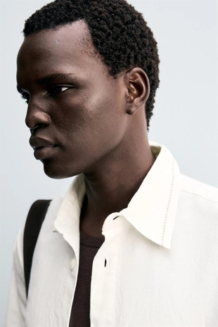 Рубашка из хлопка и льна с вышивкой- Заказать в России