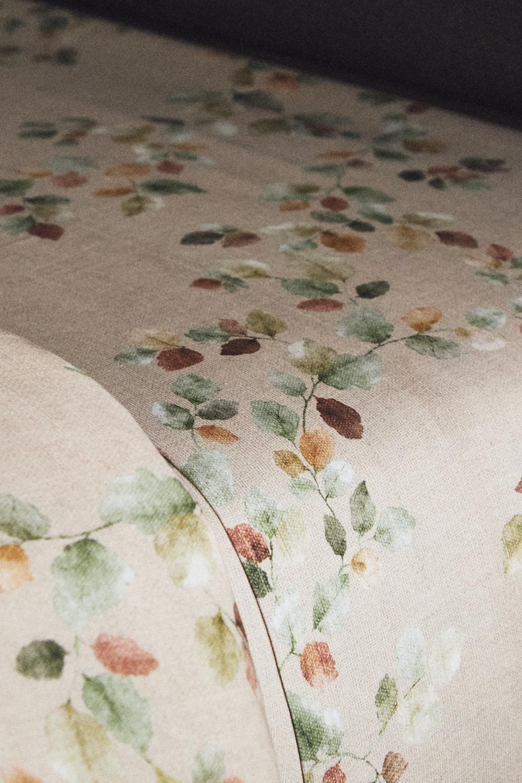 Простынь из сатина с листовым принтом