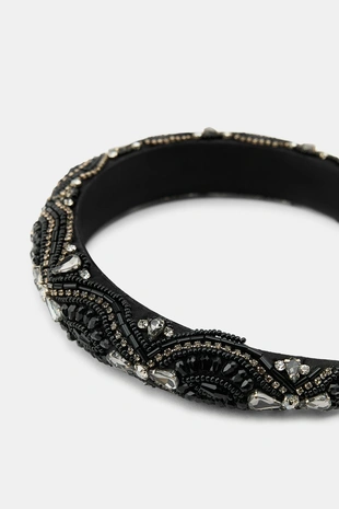 Мягкий ободок со стразами и бусинами - Заказать в России